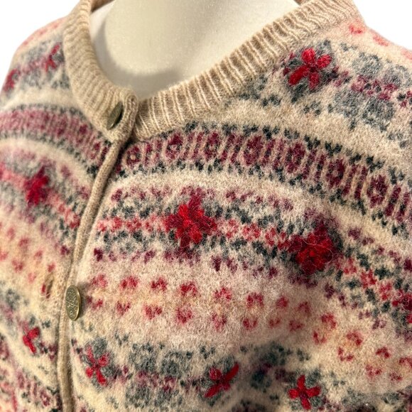 Vintage Fair Isle Shetland Wool Cardigan Sweater Small - Picture 2 of 6
